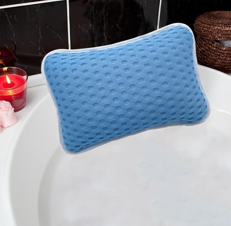 Rasenoo Bath Pillows for tub,Home Spa Pillows for Bathtub, Hot Tub,Head and Neck Support with 2 Strong Suction Cups,Blue - Image 1